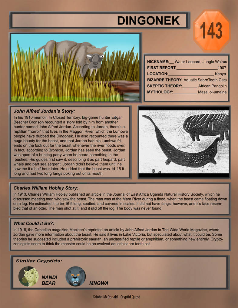 Cryptid Month (June 29): Dingonek by McDonaldbros on DeviantArt