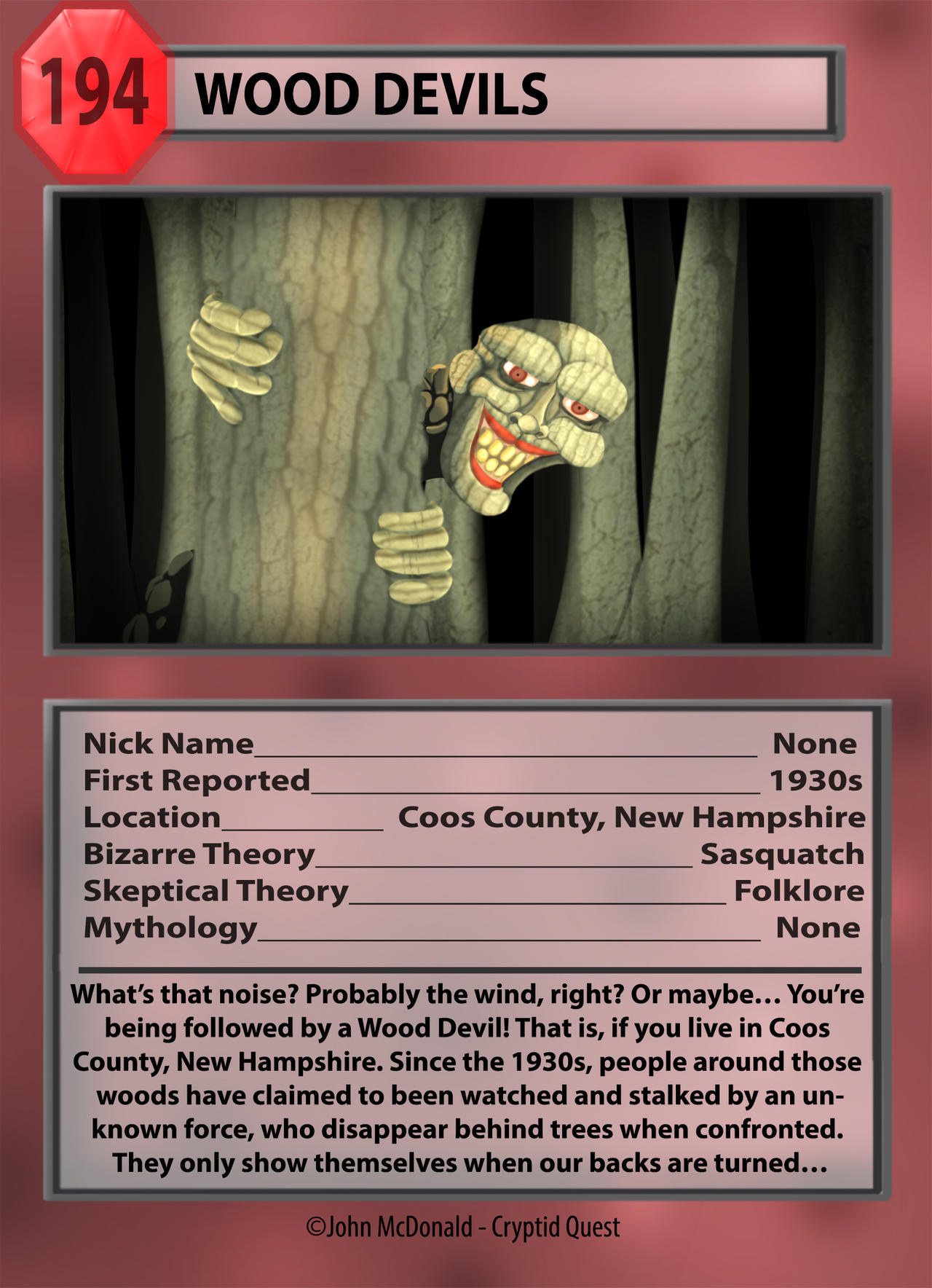 Timber Devil Cryptid Quest Card: Wood Devil by McDonaldbros on DeviantArt
