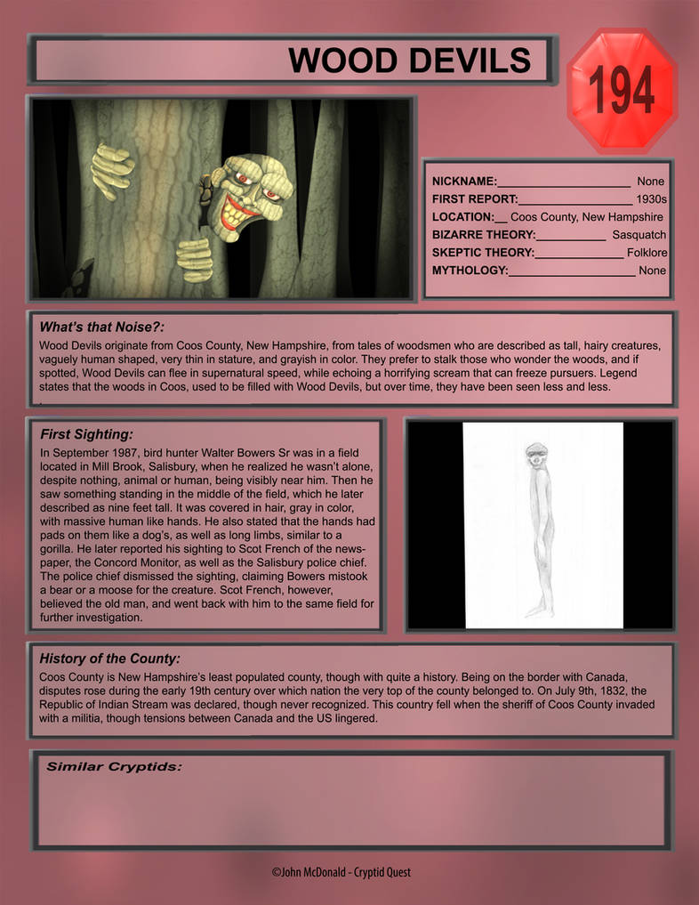 Devil Cryptid Cryptid Month: Wood Devil by McDonaldbros on DeviantArt