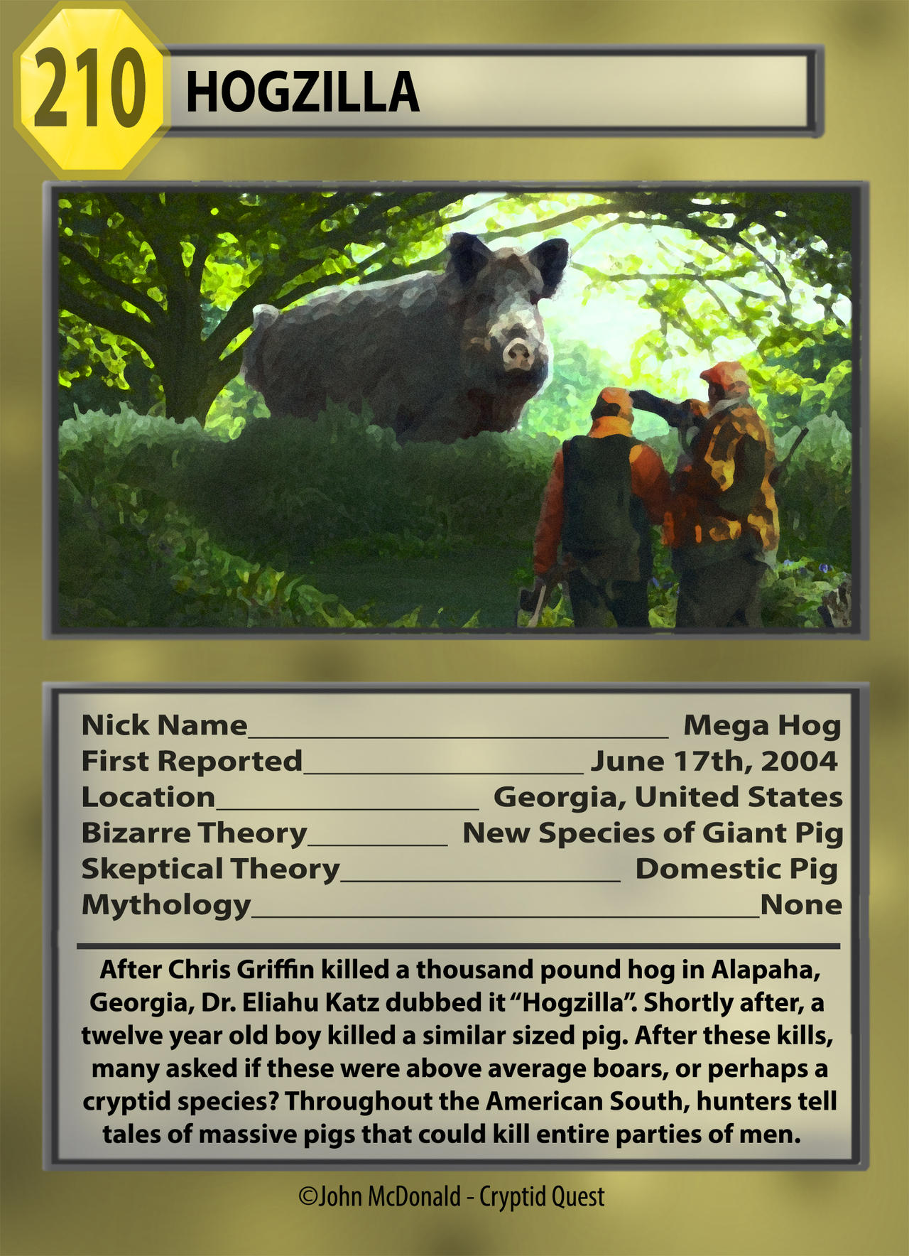 Cryptid Quest Card: Hogzilla by McDonaldbros on DeviantArt