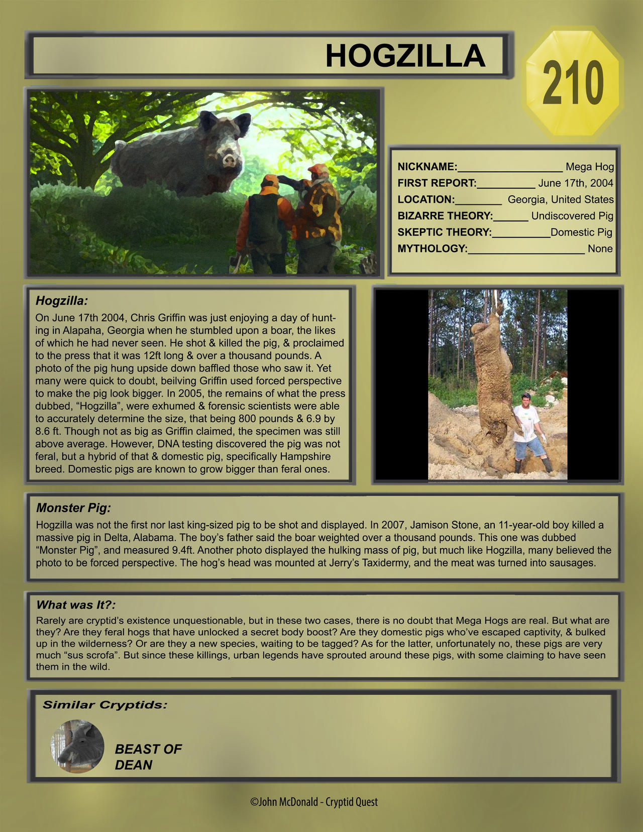 Cryptid Month: Hogzilla by McDonaldbros on DeviantArt