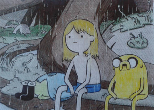 Finn and Jake on a rainy day