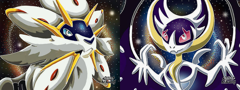 Lunaleo, fusion of Solgaleo and Lunala ☀️🌙 (Swipe to see the alternate  color). How I'd imagined if Lunala as part Ghost type, possessed…
