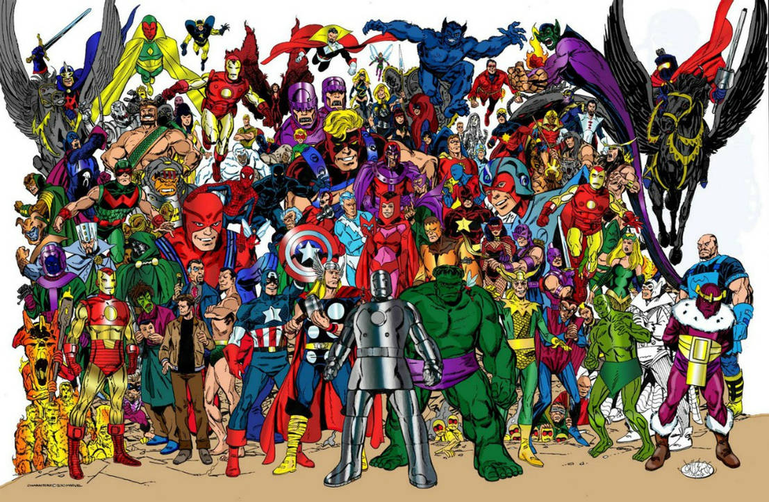 Картинки супер героев. Вселенная Марвел комикс 1980. Герои Вселенной Marvel. Вся Вселенная Марвел герои. Герои комиксов Марвел.