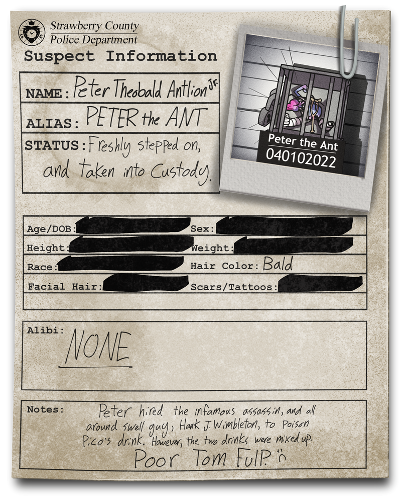 Suspect File Design Suspect File - PETER THE ANT by Chettercheese on DeviantArt