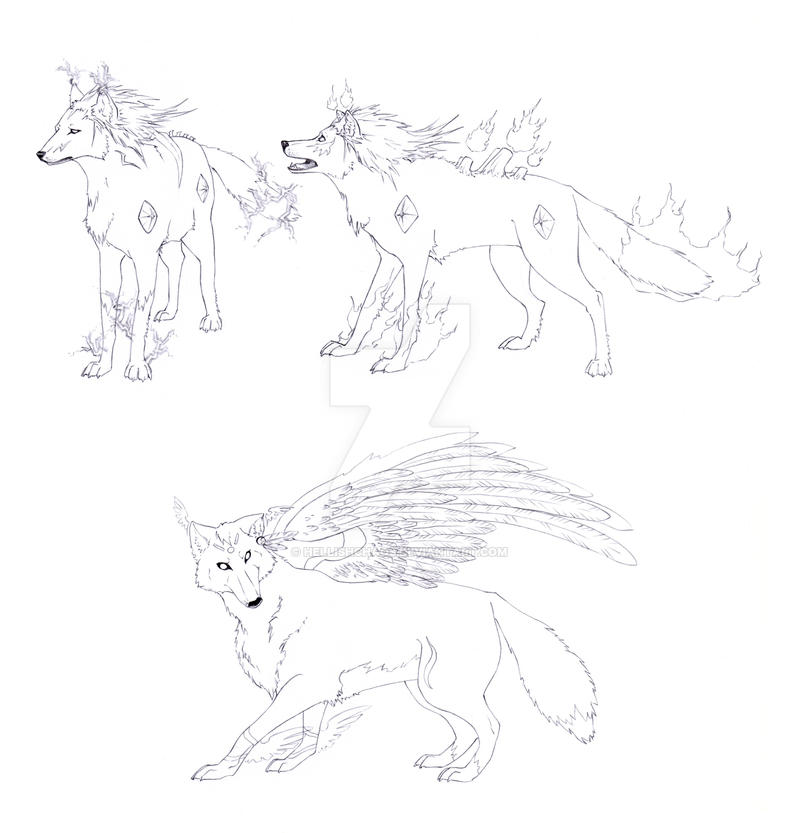 Commission-Elemental Wolves by HellishChaos on DeviantArt