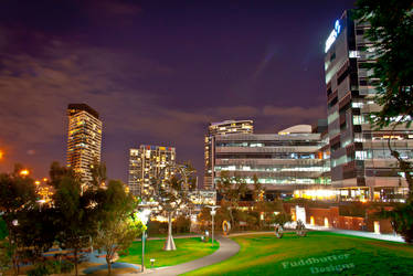 Docklands at night.