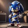 Sonic playing guitar fender blue 