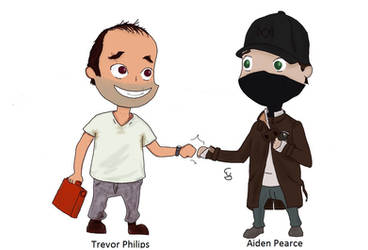 Trevor Philips and Aiden Pearce *BroFist*