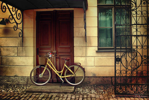 Her yellow bike