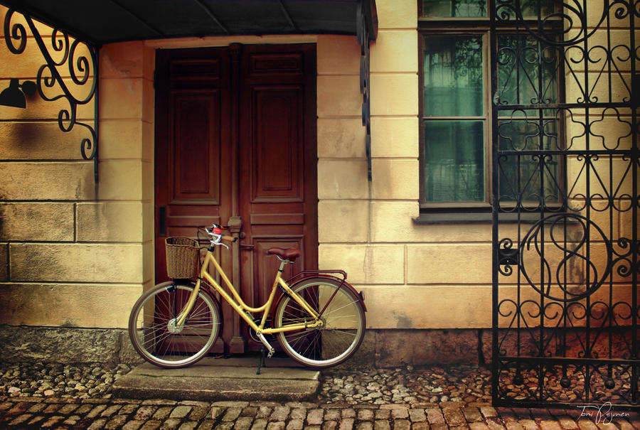 Her yellow bike by Pajunen