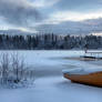A rowboat in snow