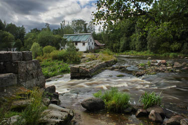 Abandoned house by the river