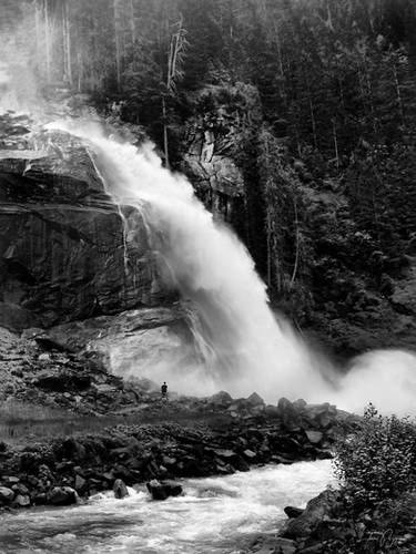 By the waterfall