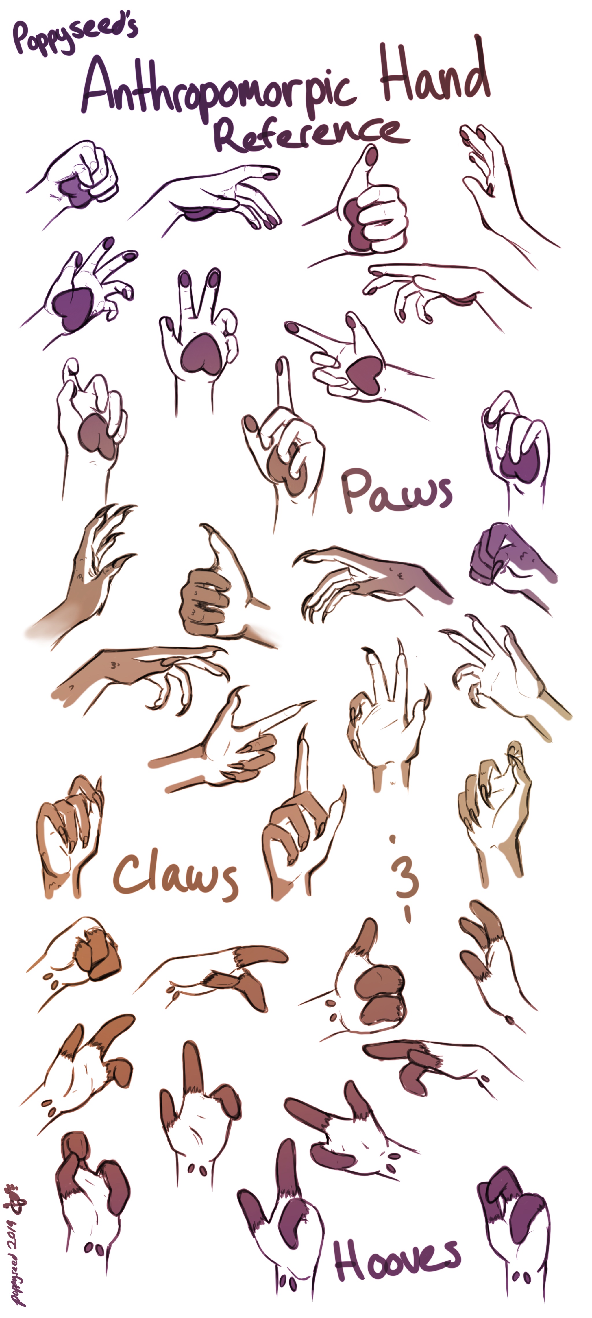 Anthropomorphic Hand Reference by poppythecatfox on DeviantArt