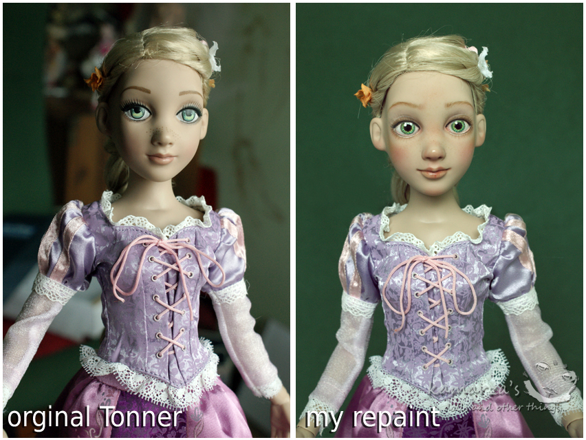 My Tonner Rapunzel before and after repaint