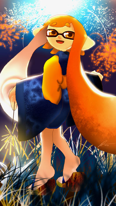 Splatoon Orange Inkling at Fireworks Festival by aquatrollmoon on ...