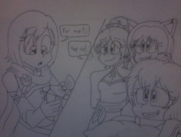 Rubyeat Friend Request: Ruby gets something from her friends by ShonataBeata on DeviantArt