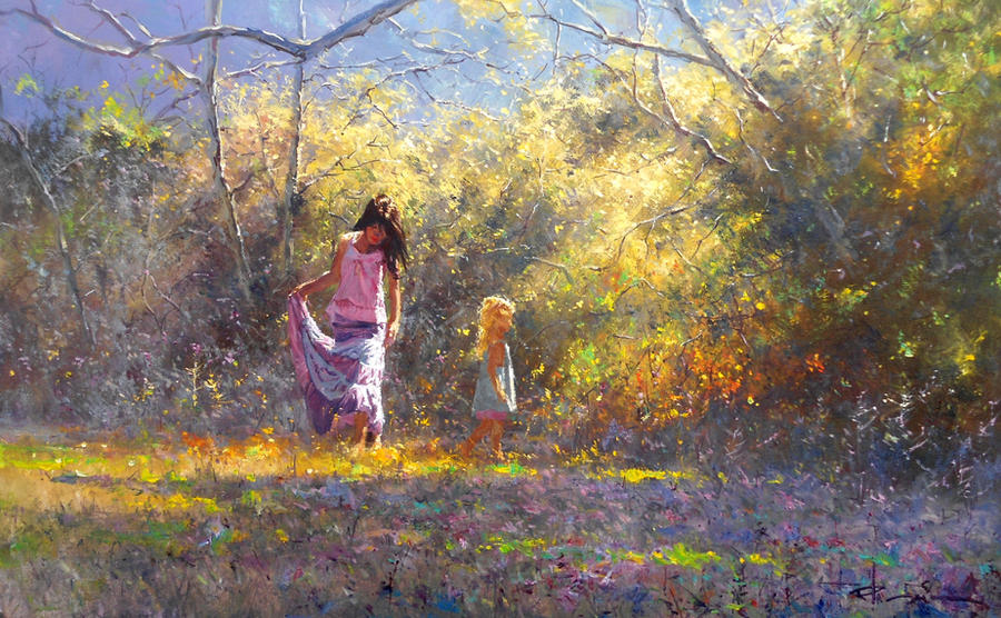 'Taking Care' by Robert Hagan Oil on Canvas