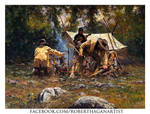 'Campfire Stories' Oil on Canvas By Robert Hagan by robert-hagan