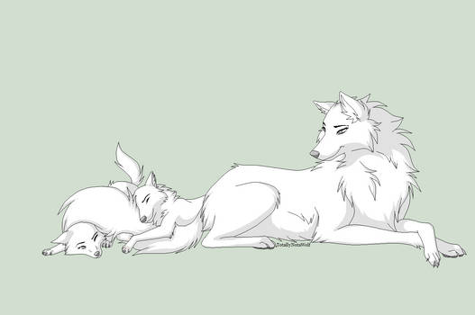 Mother and pups lineart free