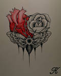 Moth, Heart and Rose