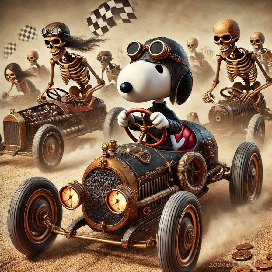 Steampunk Snoopy - Racing Through Life by AudGrl on DeviantArt