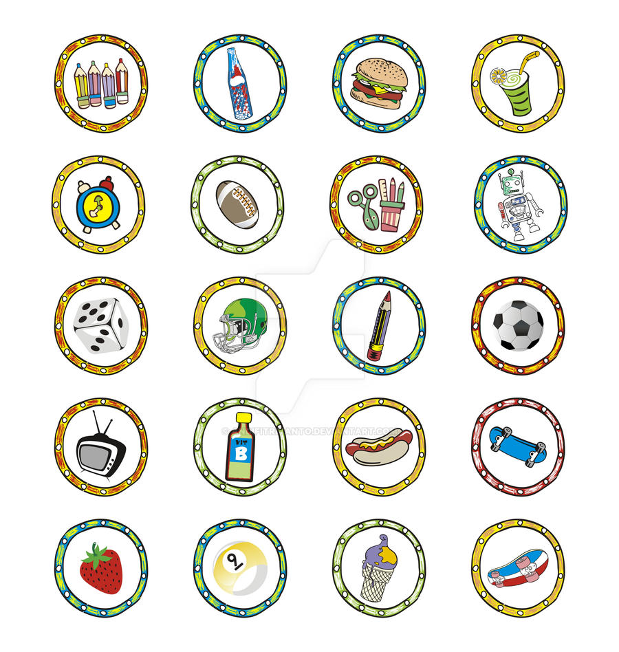 button art food and sporty