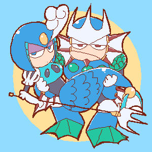 Neptune and Splash woman