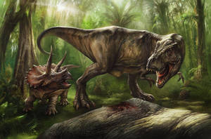 Tyrannosaurus and Triceratops