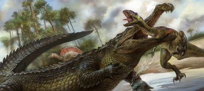 Sarcosuchus and Prey