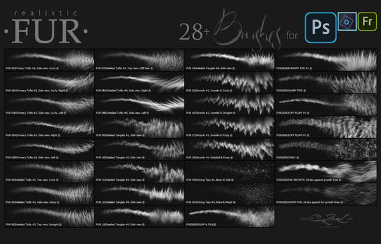 Updated Realistic FUR for Photoshop Brushes Sheet