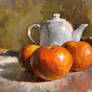 Tangerines and a teapot
