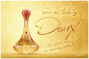 Doux. Reissfeder Typeface in an advertising layout