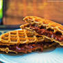 Pumpkin waffles with banana butter