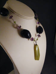 Necklace, Silver Olivine Amethyst