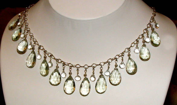 Green Amethyst and White Topaz Necklace