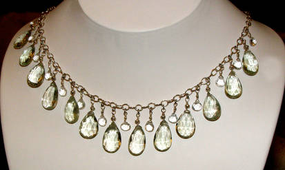 Green Amethyst and White Topaz Necklace