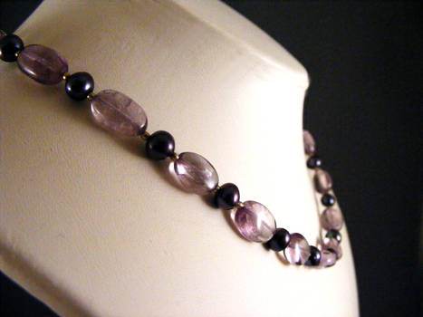 Amethyst and Purple Pearl with Thai Silver Choker