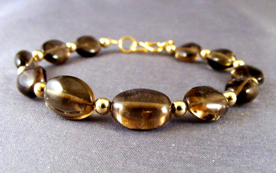 Smoky Quartz Ovals with GF 3mm Rounds Bracelet,