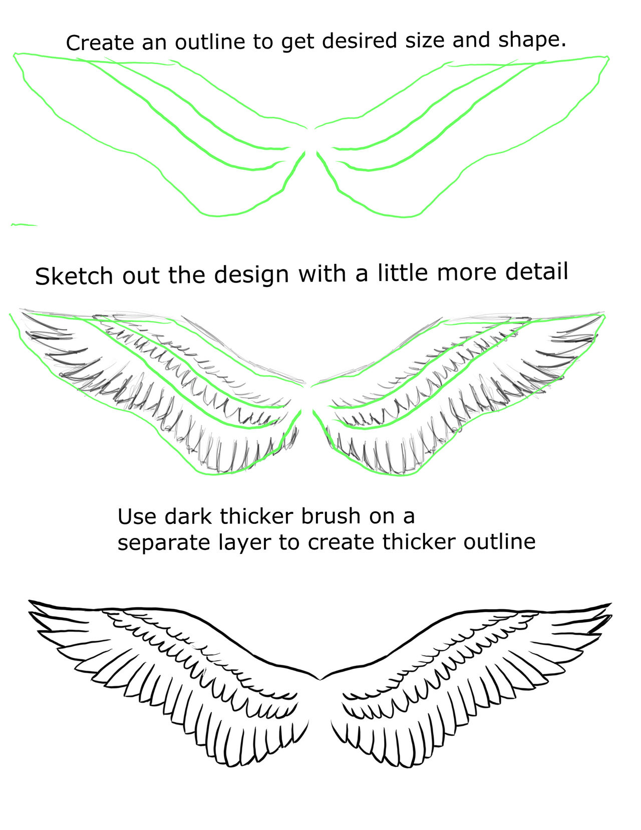 Top Wing Draw Tutorial How to draw wings tutorial by kodiboz on DeviantArt