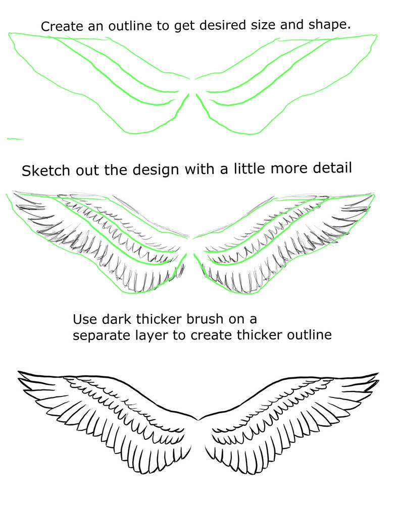 Deltawing Simple Drawing How to draw wings tutorial by kodiboz on DeviantArt