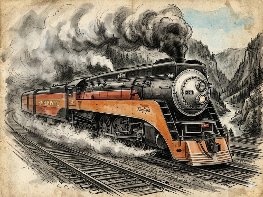 Deviantart Sp Train Southern Pacific GS-4 Daylight No. 4449 by kodiboz on DeviantArt