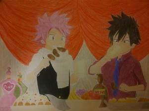 Natsu and Gray eating (Fairy Tail)