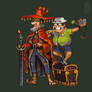 Rincewind, Twoflower, Luggage, Imp and Kring