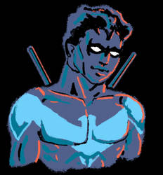 Nightwing limited-color-palette sketch