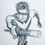Nightwing traditional pencil drawing