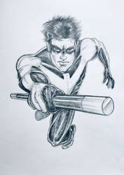 Nightwing traditional pencil drawing