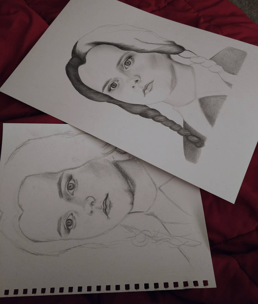 Wednesday Addams Sketch VS Drawing by AndyVRenditions