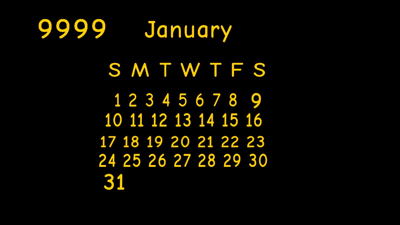 January 9999 calendar by suiiiiiiii98 on DeviantArt